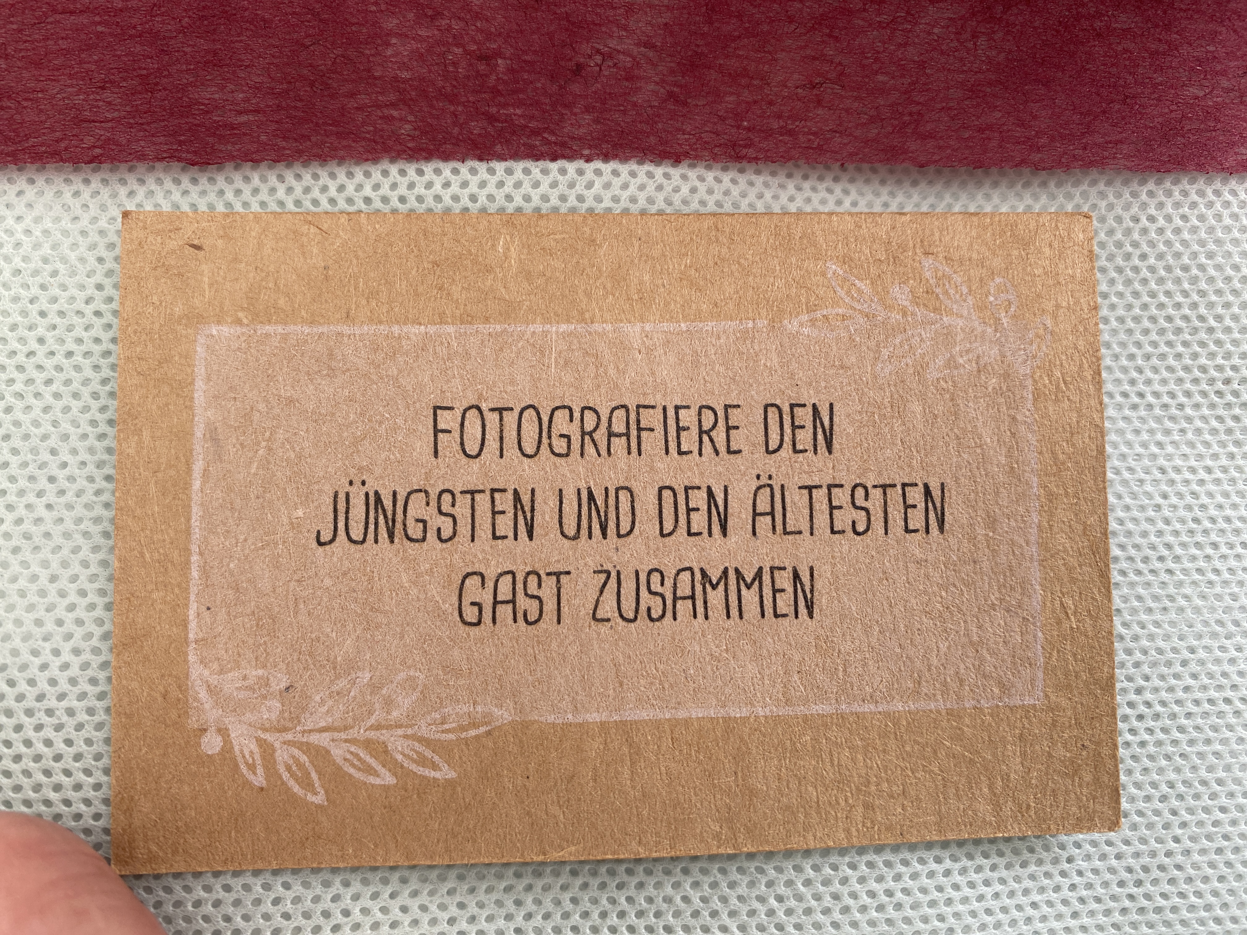 Fotografierte Aufgabenkarte