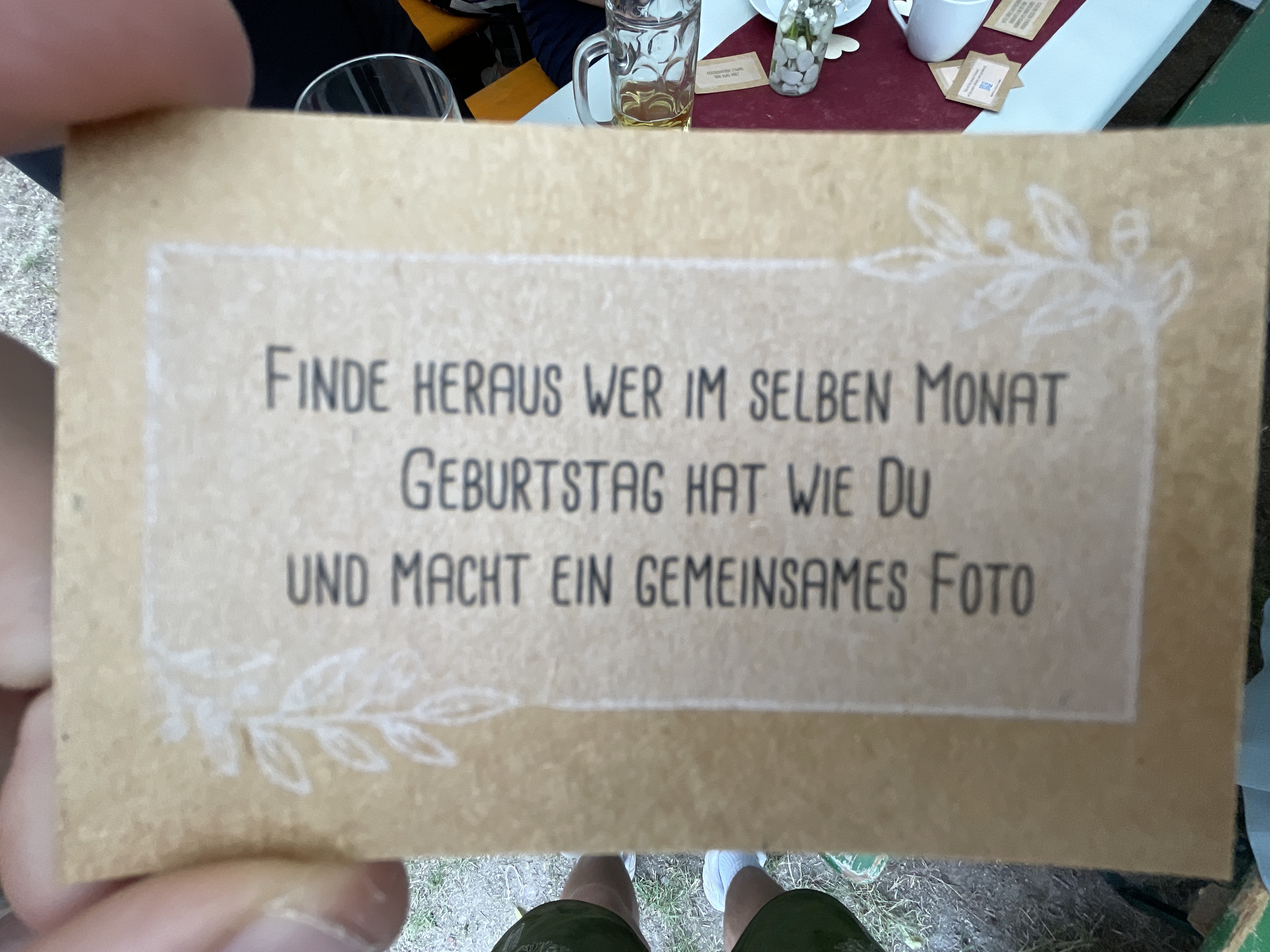 Fotografierte Aufgabenkarte
