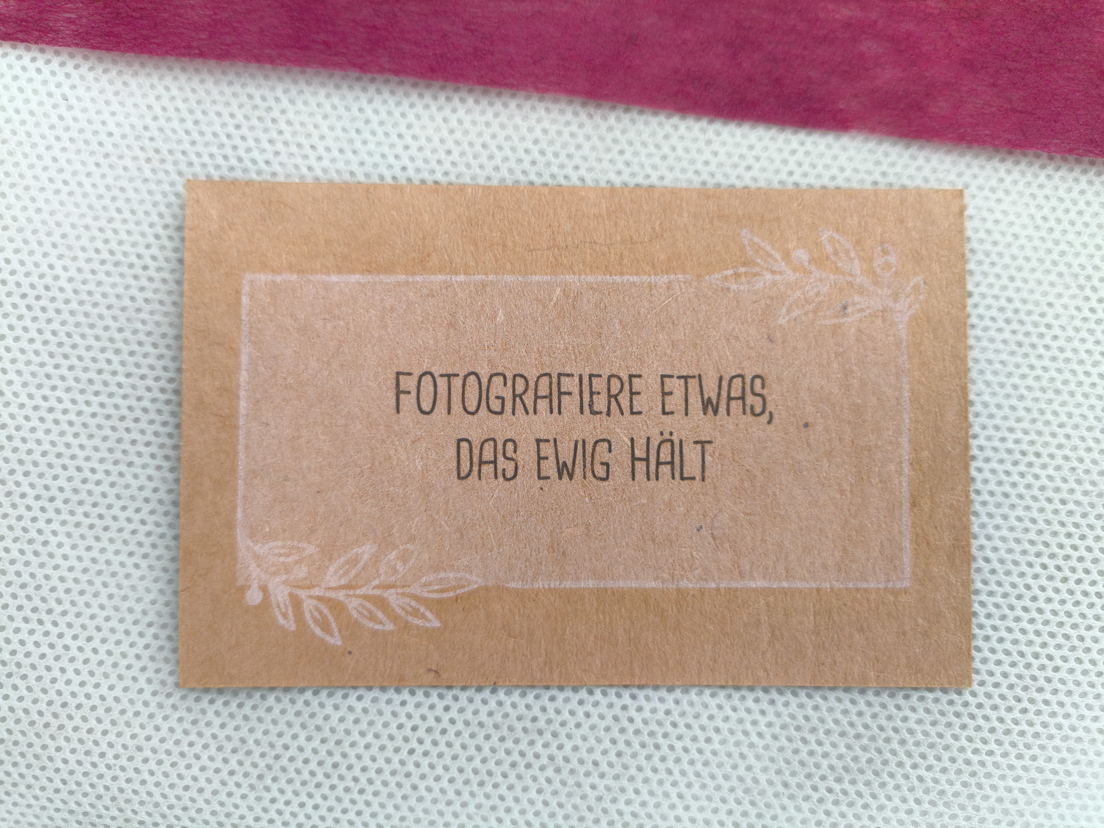 Fotografierte Aufgabenkarte